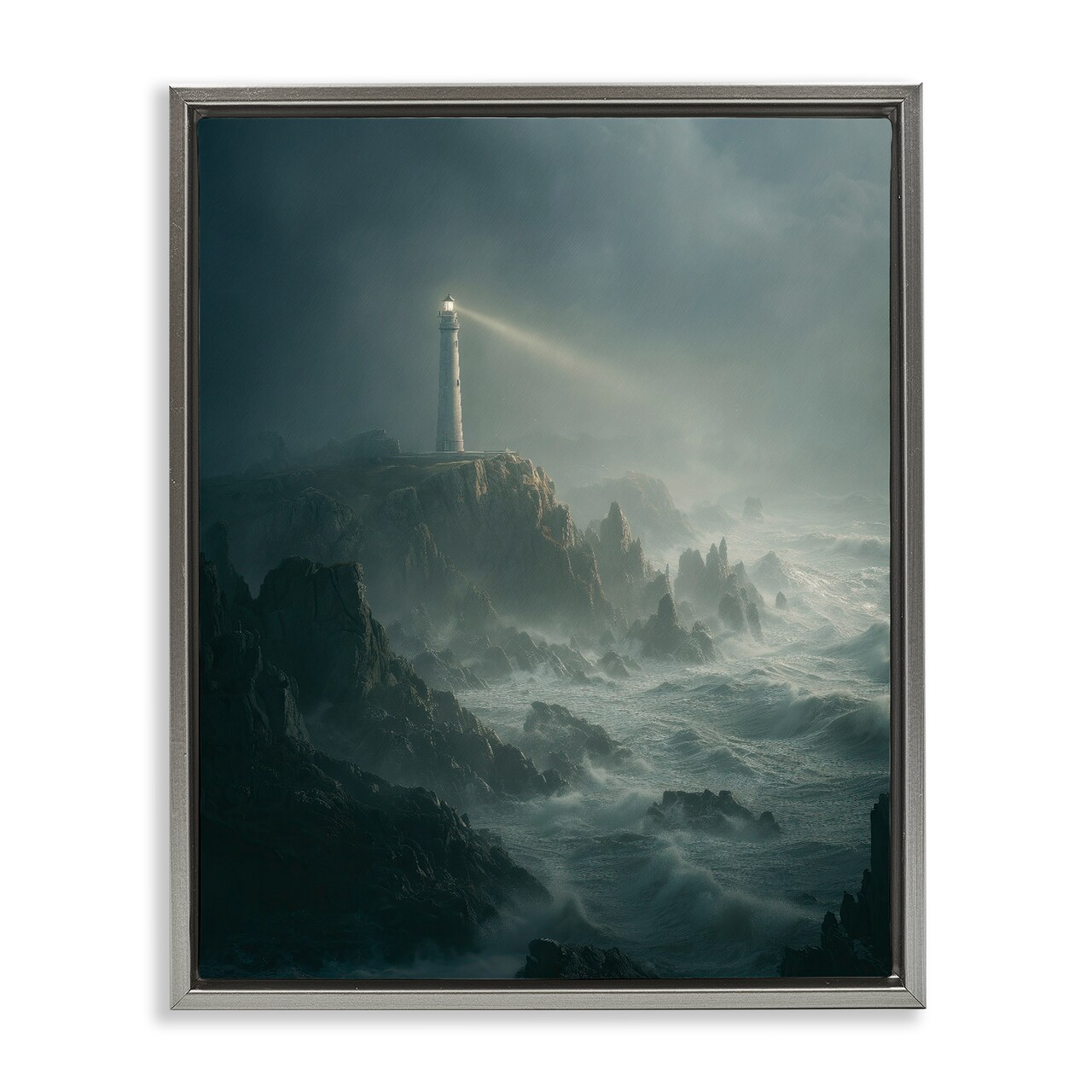 Stupell Industries Lighthouse and Stormy Cliff Floating Frame, design by Ziwei Li